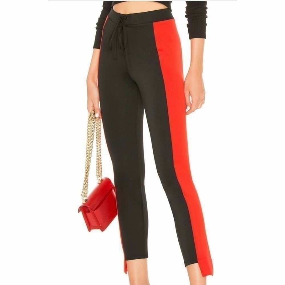Lovers + Friends Johnny Joggers in Black Fire Red Size XS.